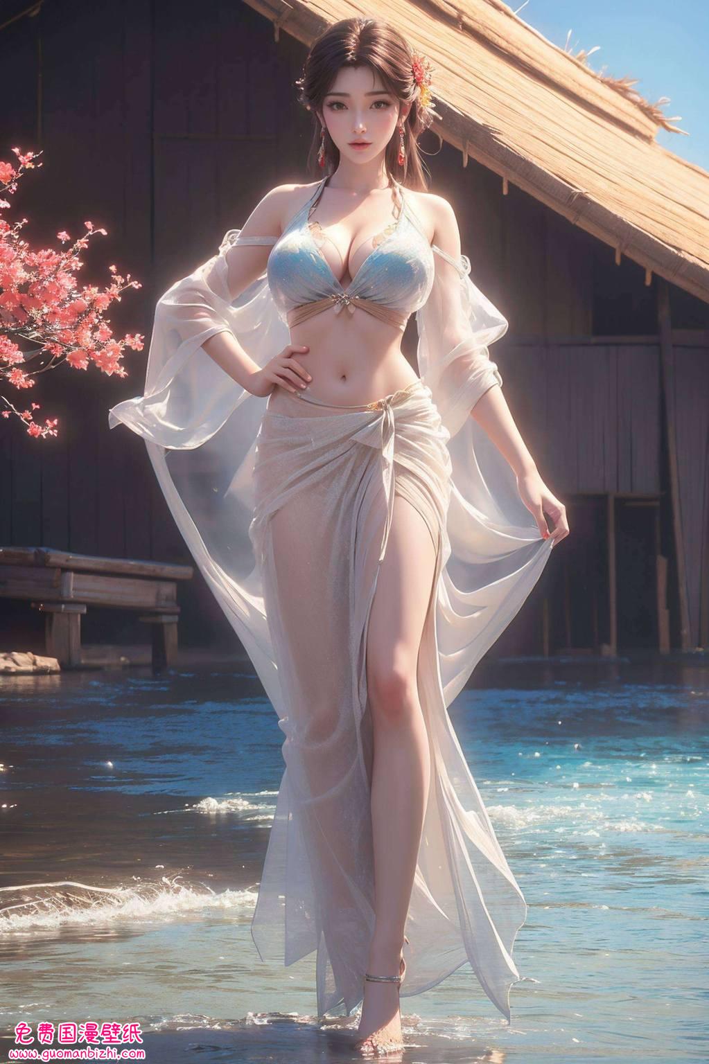 国漫女神火灵儿伤感二次元壁纸，电脑粉色浪漫绽放