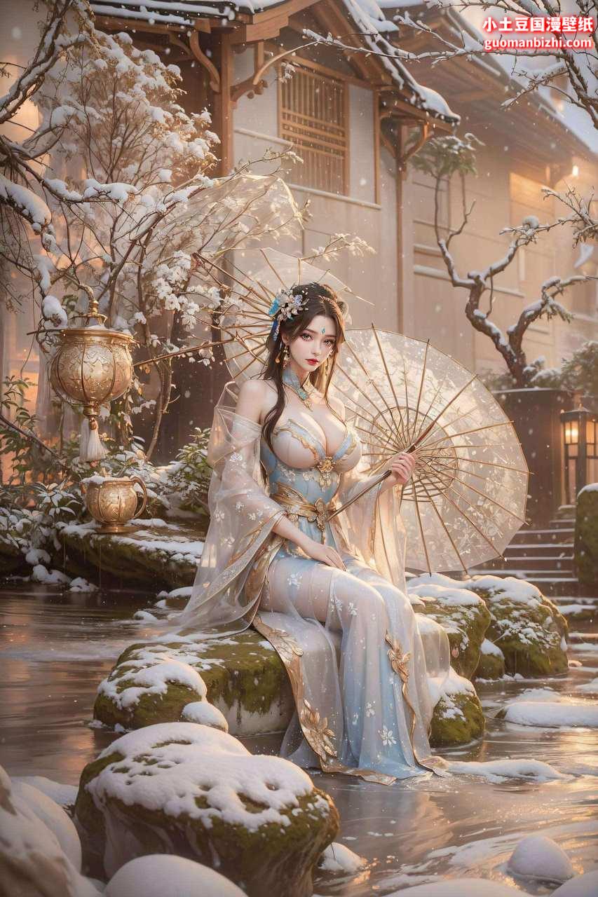 柳神小塔高清壁纸图片：绿色二次元平板古香古色