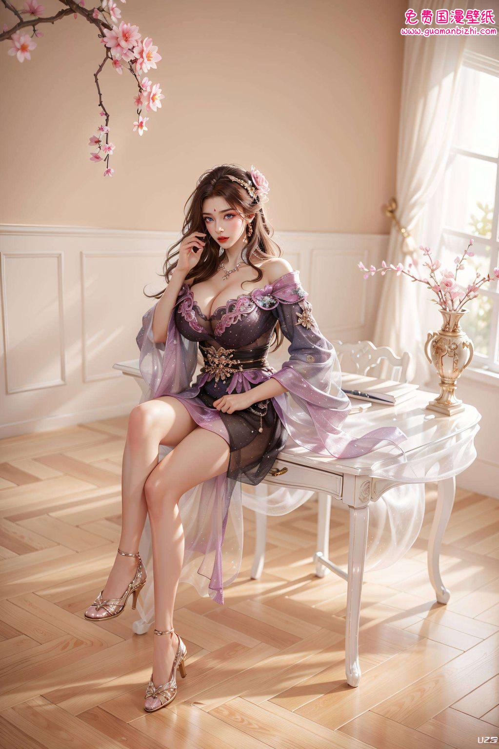 AI古风图片，手机壁纸游戏，月婵仙子横屏之美。