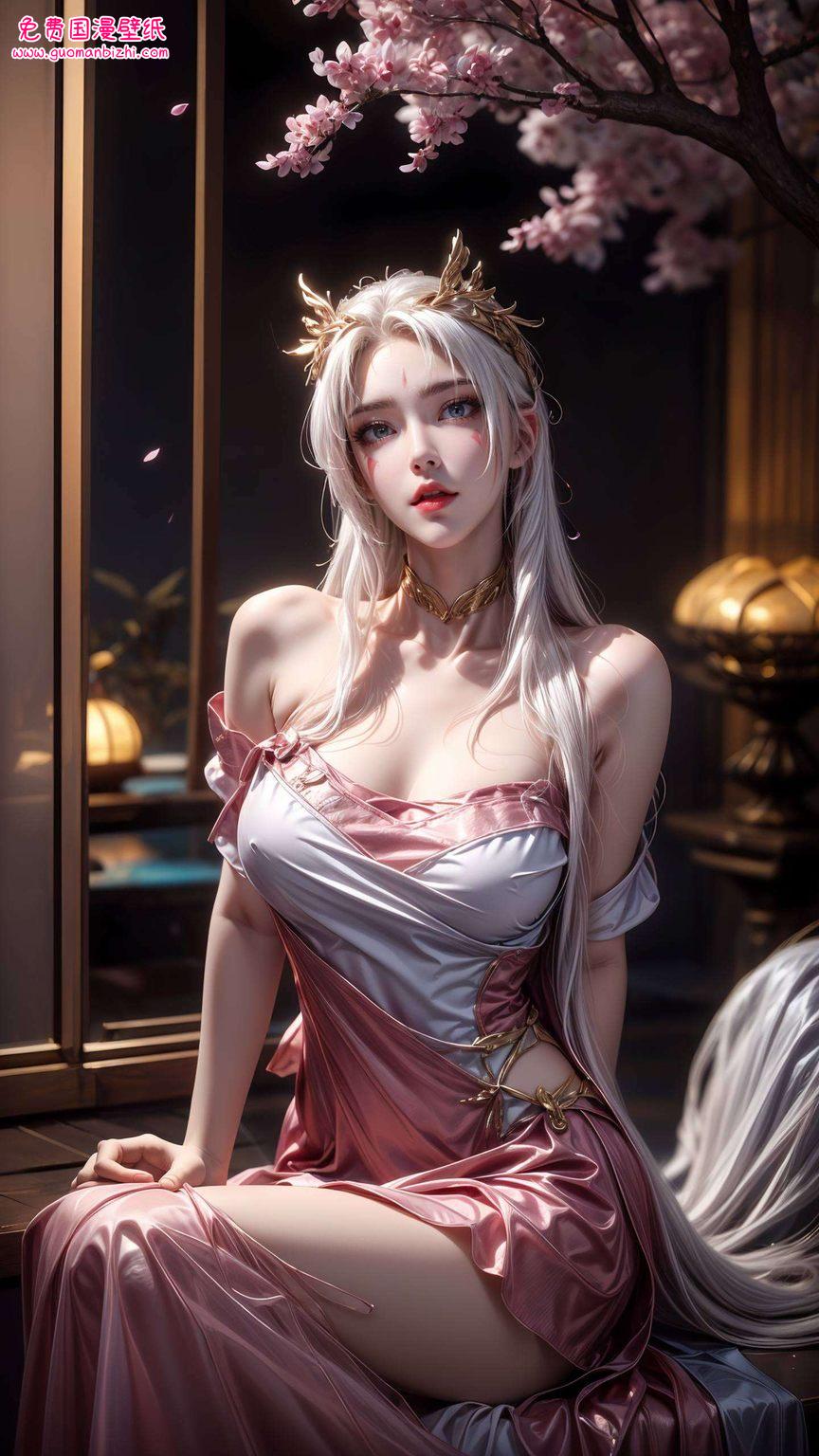 AI素材集：极简壁纸，iPhone专属，古风女神天狐仙子图片