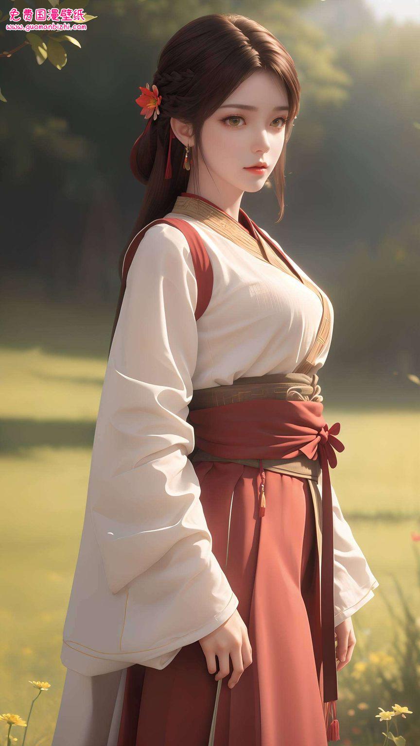 AIGC完美像素，AI角色火灵儿石昊高清壁纸，iPhone横屏最美壁纸呈现。