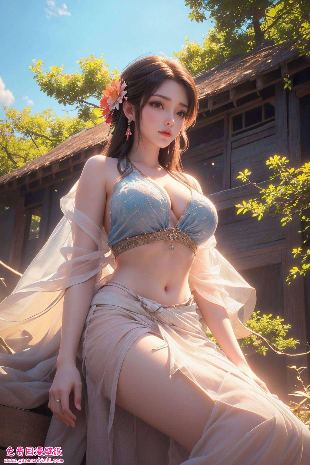 石昊火灵儿水墨风，AI生成粉色素材，免费安卓壁纸包精选集