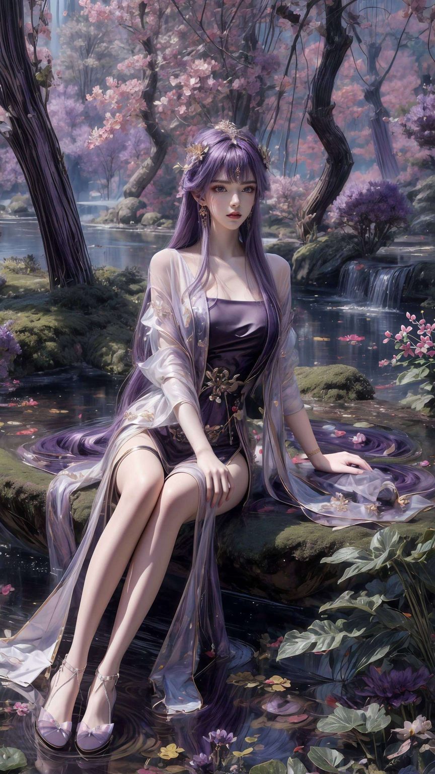 粉色梦境：AI参考精细角色，打造iPad壁纸天穹