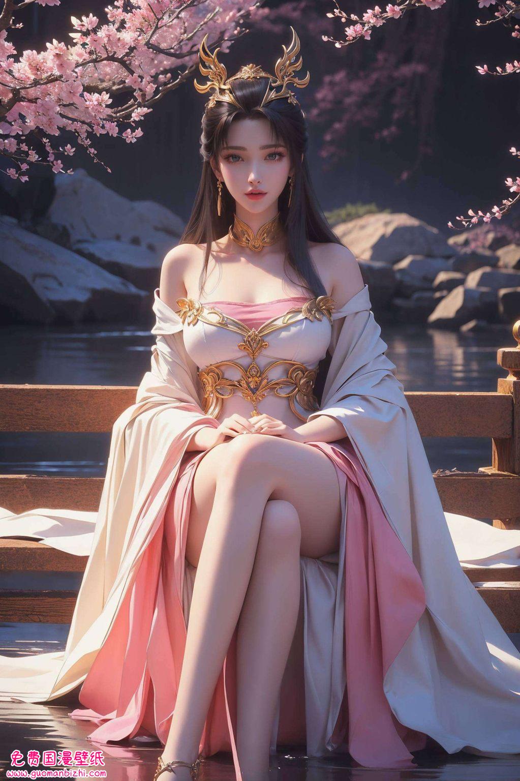 AI绘画生成：护眼苹果古风壁纸，天狐仙子高清图片集