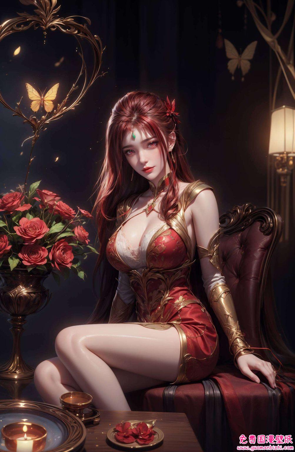 AI角色×极简风×iPad最美壁纸：红凰盛宴免费集