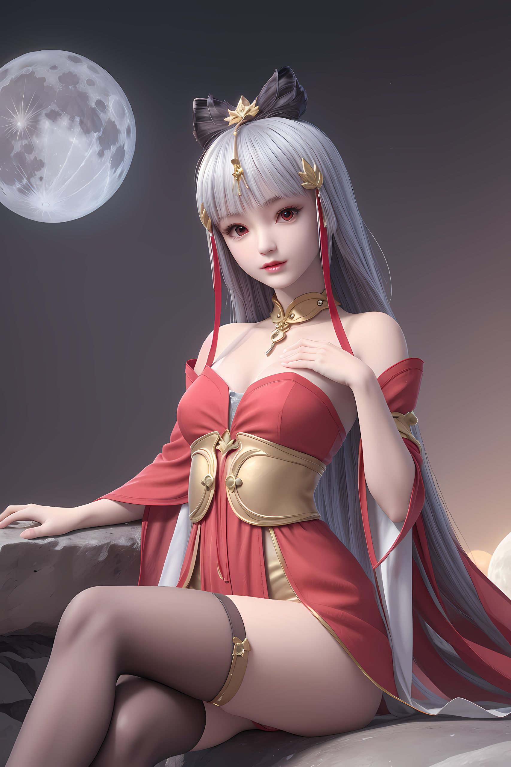 太阴玉兔壁纸打包ai绘画学习作品