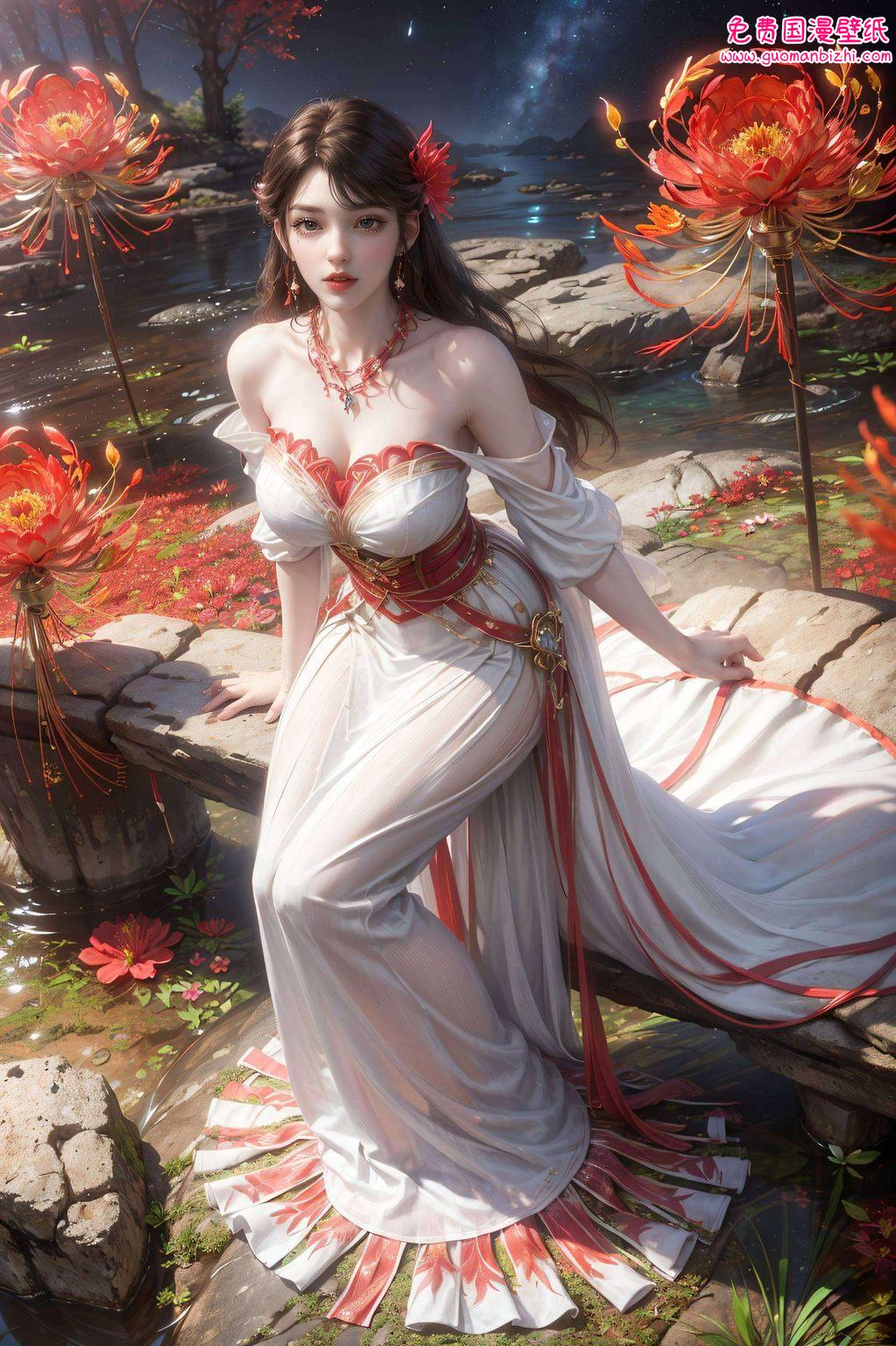 石昊火灵儿水墨风，AI生成粉色素材，免费安卓壁纸包精选集