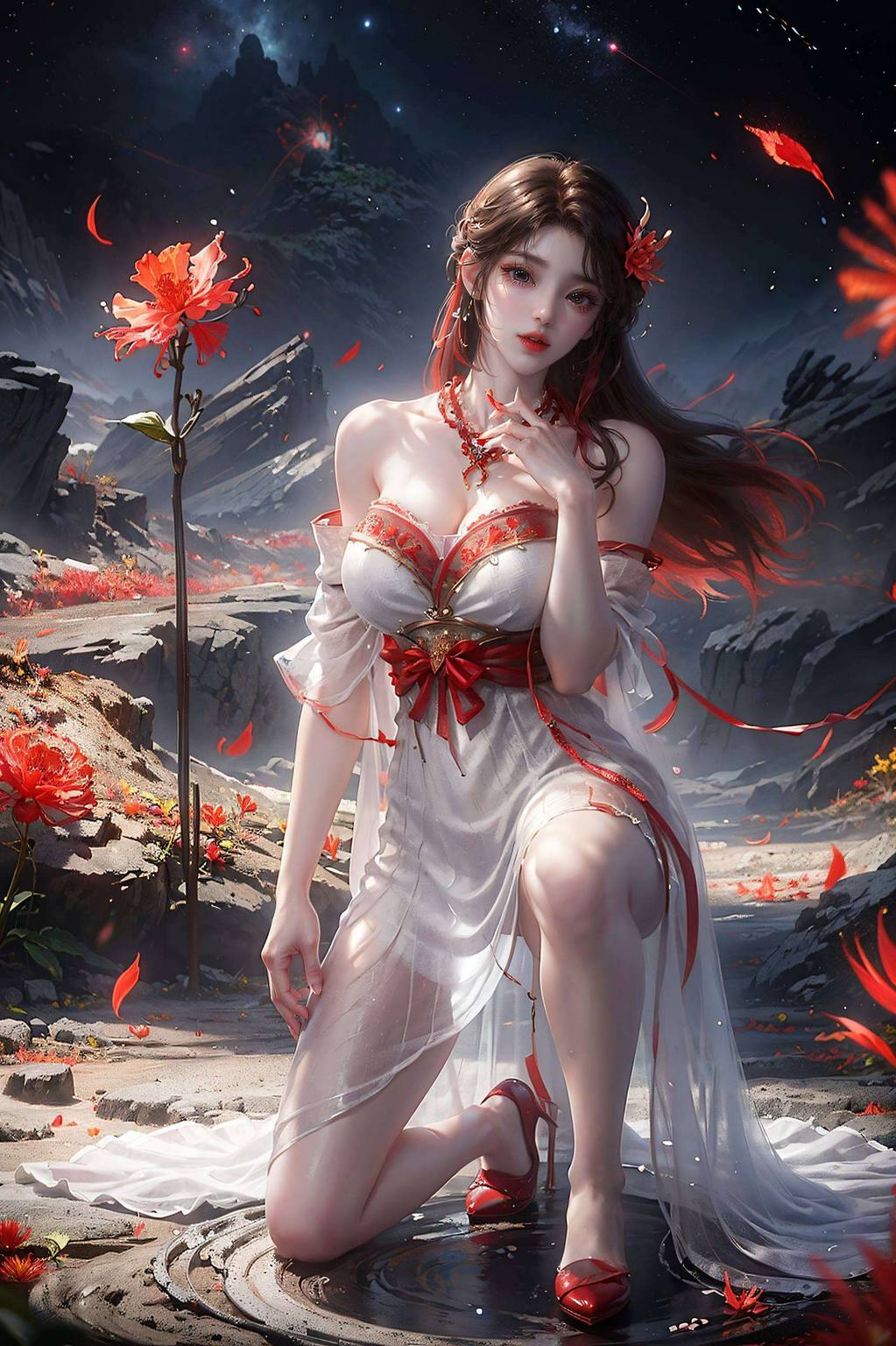 国漫女神火灵儿伤感二次元壁纸，电脑粉色浪漫绽放