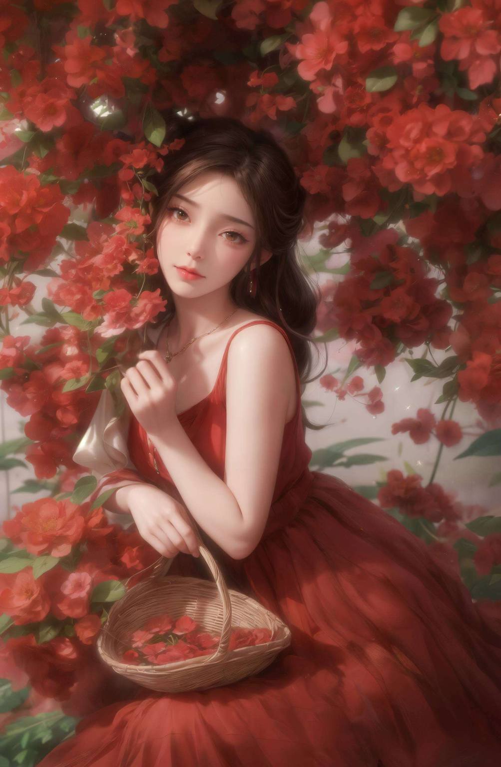 国漫女神火灵儿伤感二次元壁纸，电脑粉色浪漫绽放