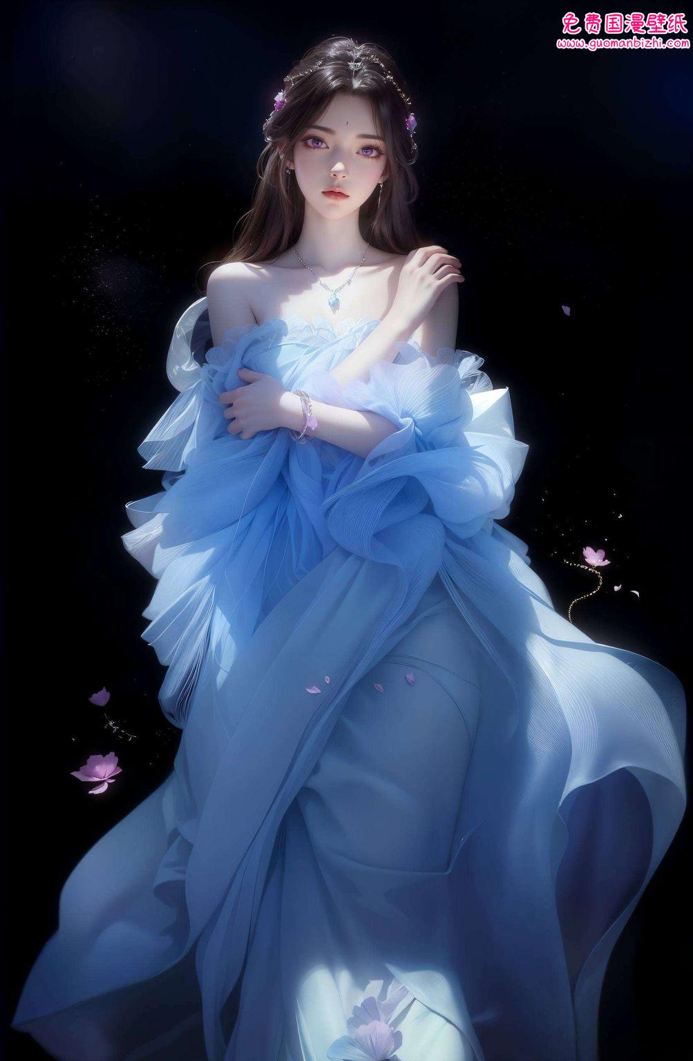 紫色完美像素月婵侧面艺术壁纸，绽放Win10桌面之美