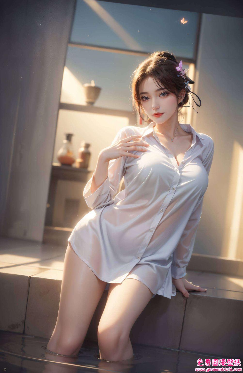 火灵儿白衣白发造型，AI图片模型游戏壁纸，安卓桌面图片精选集