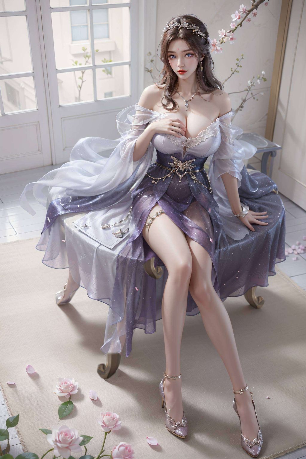 AI素材免费壁纸合集：苹果漫画中的月婵女神之美，动漫壁纸精选