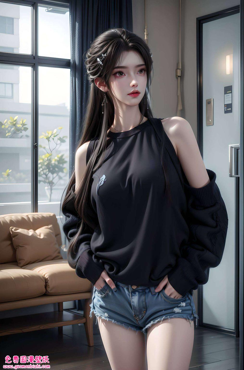 AI素材精细角色，完美世界清漪壁纸泳装，win10锁屏壁纸集锦