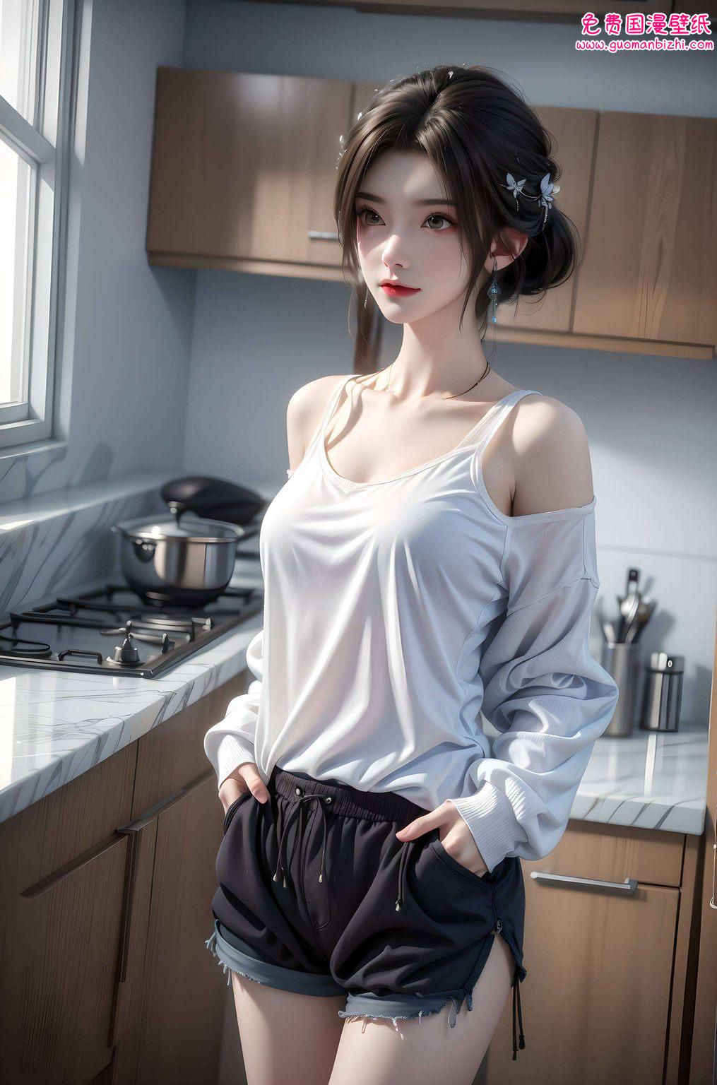 AI素材精细角色，完美世界清漪壁纸泳装，win10锁屏壁纸集锦